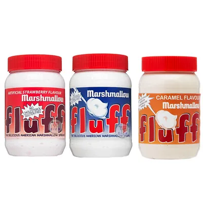 MARSHMALLOW FLUFF CAREMAL FLUFF & STRAWBERRY FLUFF JARS 213g AMERICAN IMPORT • £19.90