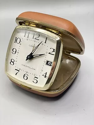 Vintage Westclox Travel Alarm Clock Wind Up With Date Calendar • $12