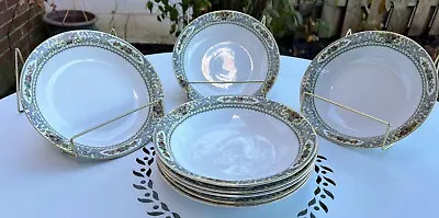 Mepoco Ware Czechoslovakia Floral W/Basket Soup Bowls 8” Set Of Seven ***READ*** • $35