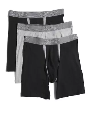 Jockey 3pk Chafe Proof Pouch Boxer Briefs Black Heather Grey Size L (36-38) • $20