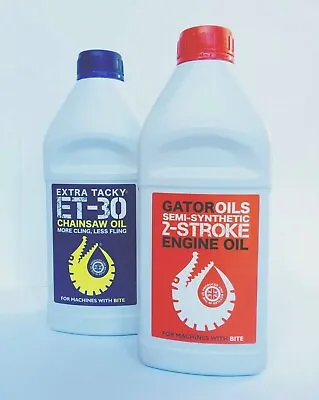 1L Gator Chainsaw Chain Oil + 1L 2 Stroke Engine Oil For Stihl Husqvarna Etc.  • £11.49