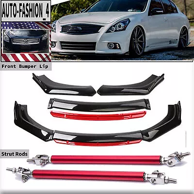 Front Bumper Lip Splitter Spoiler Strut Rod Body Kit For Infiniti G35 G37 Q50-60 • $79.99