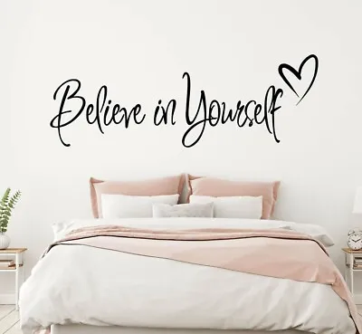 Believe In Yourself Love Wall Art Vinyl Decal Sticker Quote Sayings Heart Mural • £3.91