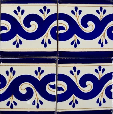 Olas Azules (Blue Waves) Handmade Mexican Talavera Tile Ocean Water • $4.85