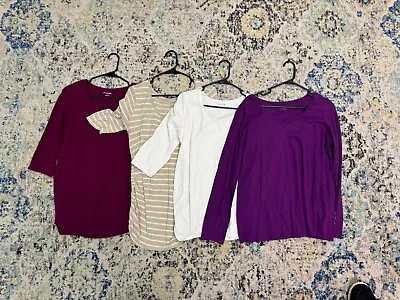 Lot Of 4 Solid Colored And Stripped Motherhood Maternity Tops Size Large • $20