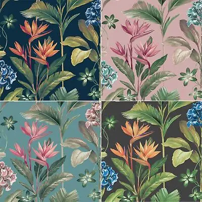 Belgravia Oliana Floral Wallpaper Tropical Exotic Flowers Leaves Various Colours • £2.99