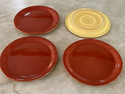 8 Vietri Cucina Fresca Dinner Plates 10 3/4” Paprika/Saffron Italy • $140