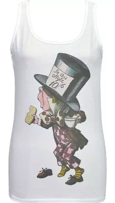 £16.50 • Buy Alice In Wonderland Womens Tank Top Mad Hatter Lewis Carroll Top Hat Victorian