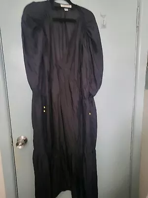 $170 • Buy Zimmermann Black Silk Maxi Dress With Gold Ties In Size 1