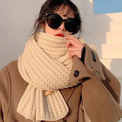Womens Mens Winter Thick Cable Knit Wrap Chunky Winter Long Soft Warm Scarves • £5.51