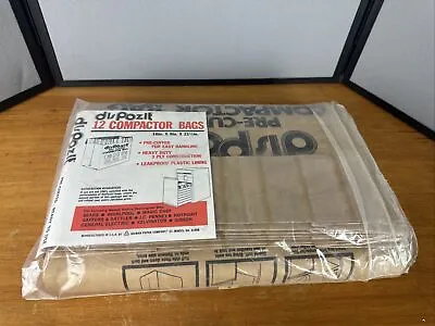 Lot Of 12 Vintage Compactor Trash Bags 9 X 16 X 21 1/2  2 Ply Pre Cuffed • £41.49