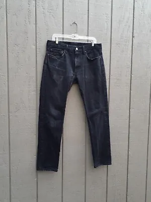 J Crew 33x32 Men 484 Slim Kaihara Black Denim Jeans 100% Cotton Distressed 34x31 • $25