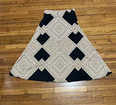 Metro Wear Maxi Skirt Womens Size Medium Black Brown Stretch Flowy Elastic Waist • $8.74