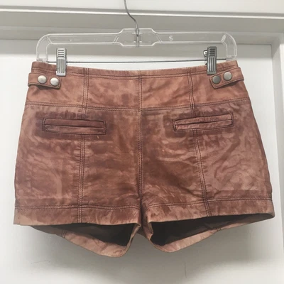 Zara TRF Real Leather Shorts Vintage Wash Sz 2 Never Worn EUC • $69.99