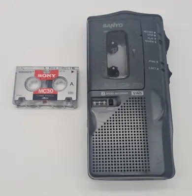 £29.99 • Buy Sanyo TRC-5880 Microcassette Talk-Book Pro VAS 2 Speed Voice Recorder + Tape