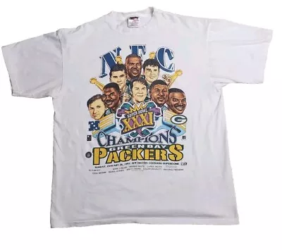 Vtg Green Bay Packers 1997 Superbowl XXXI Champions NFC Caricature T Shirt XL/2X • $49.99