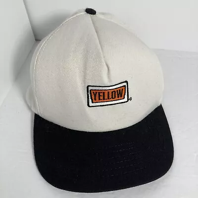 Vintage Yellow Brand Freight Trucking Company Snapback Hat Cap White Black USA • $7.81