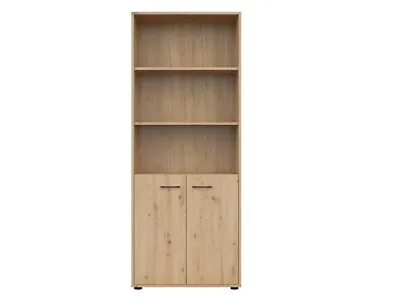 Shelving Bookcase Cabinet 2 Door Shelf Unit Wide Tall Artisan Oak Effect Space • £206.95