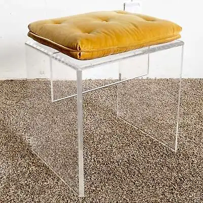 Postmodern Lucite Leave Tufted Low Stool • $595