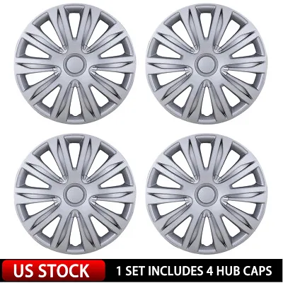 15  Set Of 4 Silver Wheel Covers Snap On Full Hub Caps Fit R15 Tire & Steel Rim • $41.99