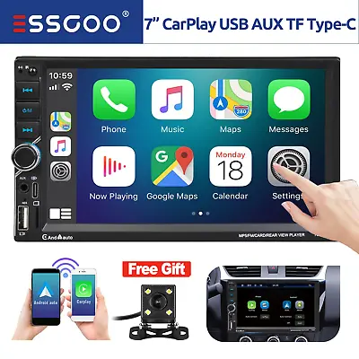 Apple CarPlay/Android Auto 2 DIN 7  Car Stereo Head Unit Touch Screen USB Camera • $60.45