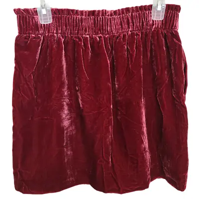 J. Crew Skirt Velvet Mini Skirt Pull On Skirt Womens 8 Reddish Pink Mini Skirt  • $28.10