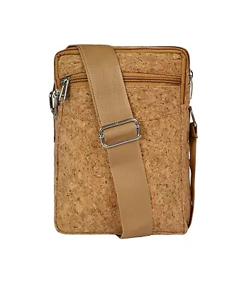 Men Ladies Cork Vegan Leather Tote Cross Body Messenger Shoulder Handbag Bag • £9.41