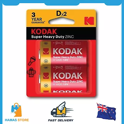 Kodak Super Heavy Duty Size D 2 Pack Zinc Batteries (30069367) • $3.04
