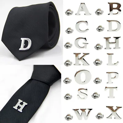 £2.39 • Buy Fashion Letter Brooch A-Z Men's Suit Silver Collar Lapel Pin Jewelry Decors Gift