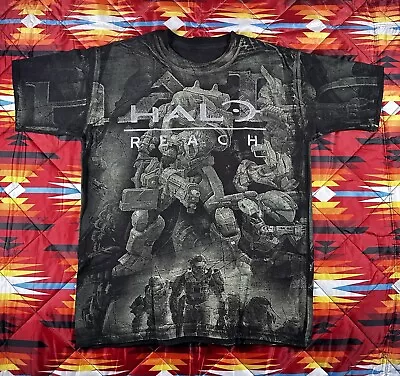 Halo Reach Shirt Men's Small Black Video Game Xbox 360 Y2K 2000's AOP Promo • $80