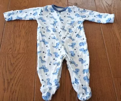 Baby Boys Dinosaur Print Babygrow 0-3 Months Sleepsuit Babygro Romper George • £0.99