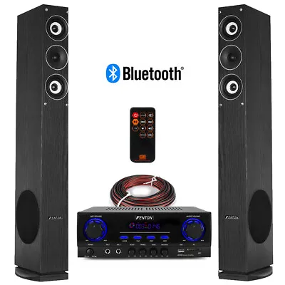 £160 • Buy SHFT52 HiFi Tower Speakers And Stereo Amplifier Bluetooth MP3 Home Music System