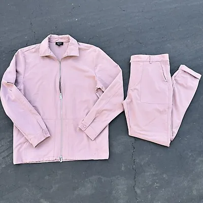 Boohoo Man Mens XL Pink Salmon Zip Collar Jacket & Pants Tracksuit  Xtra Large • $18.66