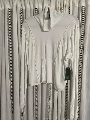 Wild Fable Women's White Lettuce Trimmed Long Sleeve Turtle Neck Size XXL (7041) • $18.42