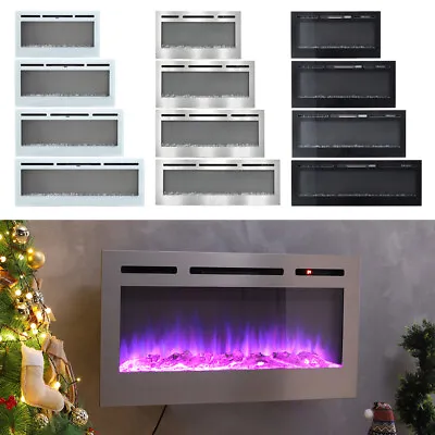 Electric 36  40  50  60  LED Fireplace Wall Mounted Inset Into Wall Fire Heater • £259.95