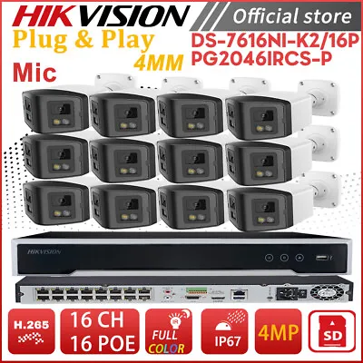 Hikvision 4MP DualLight Illumination Panoramic IP Camera 16CH 16POE NVR CCTV Lot • $313.40