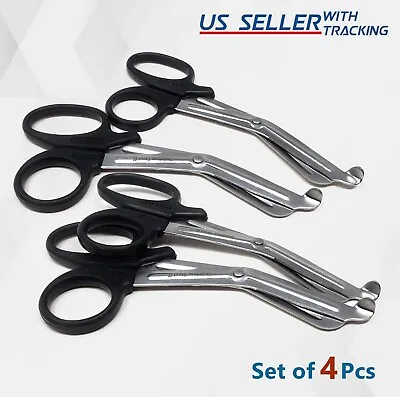 Set Of 4 BLACK HANDLE PARAMEDIC EMT EMS TRAUMA SHEARS SCISSORS FIRST AID 5.5  • $8.99