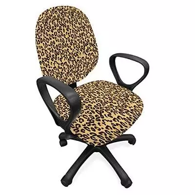  Leopard Office Chair Slipcover Medium Size - 2 Pieces Pastel Brown • $46.57