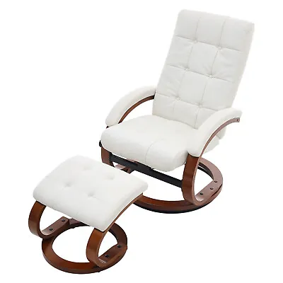 PU Leather Recliner Swivel Executive Lounge Armchair Sofa Adjustable W/Footstool • £169.95