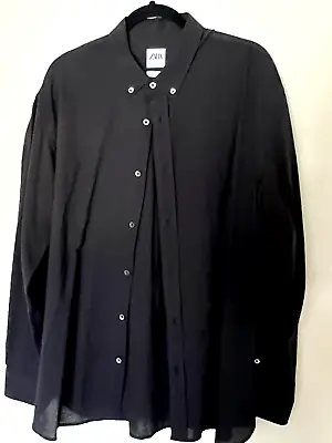 Zara Mens Button Up Shirt Black Size XL Brand New Without Tags 100% Cotton • $15.90