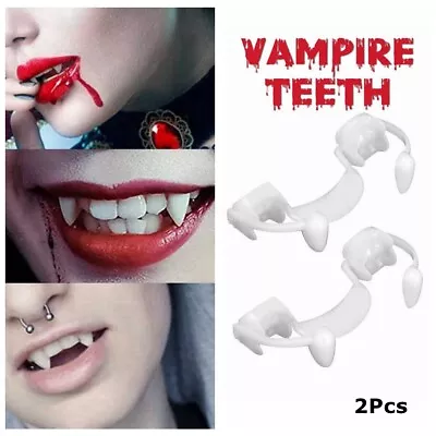 2x Halloween Party Cosplay Costume Zombie Tooth Vampire Fangs Retractable Teeth • £4.78