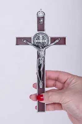 Matte Finish Wooden Metal Wall Cross Crucifix Holy Religious Carved Christ Brown • $15.99