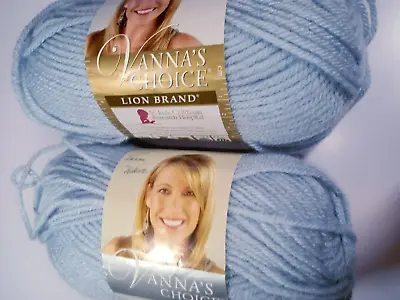 Lot Of 2 Skeins Lion Brand Yarn-Vanna's Choice-Silver Blue-Each Sk 170 Yds-NEW • $8.75