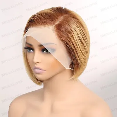 Human Hair Wig Wigs Women Wear & Go Pixie Lace Front Short Wig UK Straight • £111.59