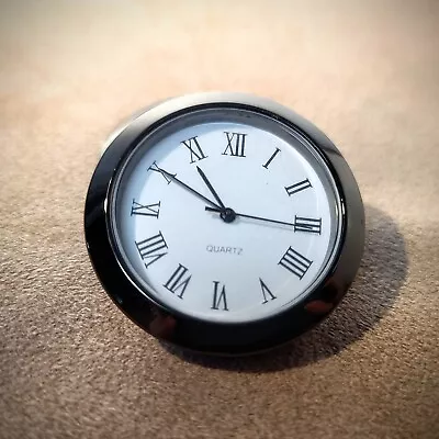LOT (3) Mini Clock Insert 1.5 Inch 37mm Round Quartz Fit-ups-Black Nickel • $9.99