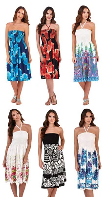 £7.95 • Buy Ladies Floral Casual Summer Dress 2 In 1 Strapless Sun Dress Bandeau Sundress