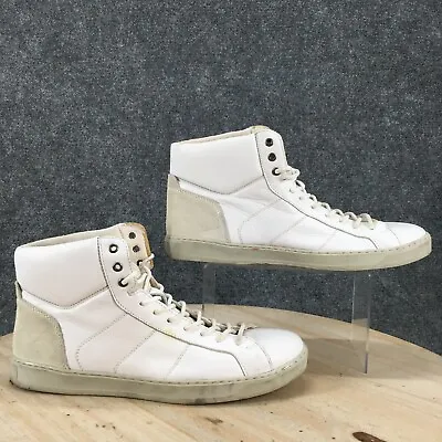 H&M Shoes Mens 44 Sneakers Lace Up Flats CA42271 All White Leather High Top • $21.59