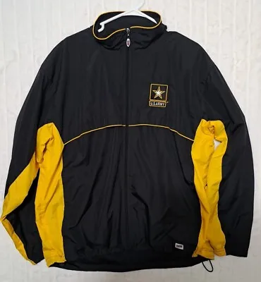 U.S Army Soffe Full Zip Black / Gold Wind Breaker Jacket Mens Size L • $19.99