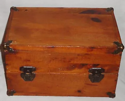 Antique Wooden Steamer Trunk Salesman Sample Metal Corners/Latch Doll Box  • $98.50
