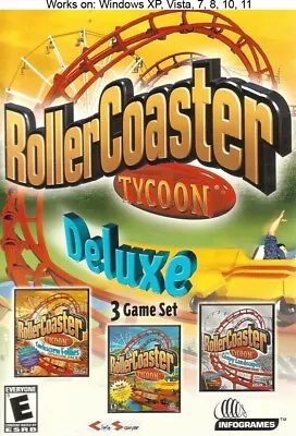 Rollercoaster Tycoon Deluxe PC Game 1999 Windows 7 8 10 11 Roller Coaster • $19.80